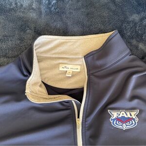 Peter Millar Navy and Silver Quarter-Zip Sweatshirt